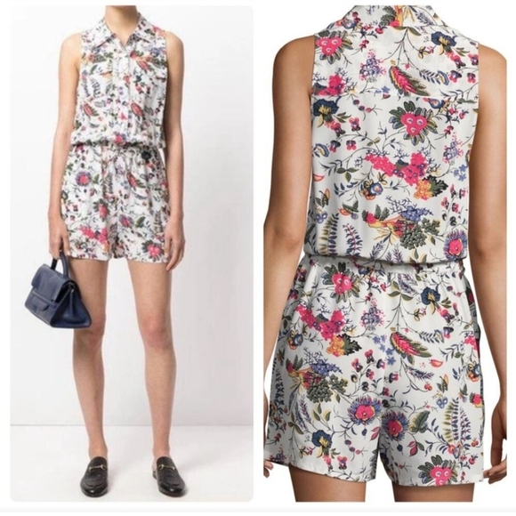 Tory Burch NWTs Gabriella Floral Romper 100% Silk - Picture 1 of 10